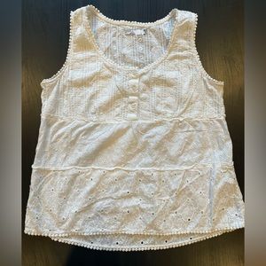 Prana White 100% cotton tank, large